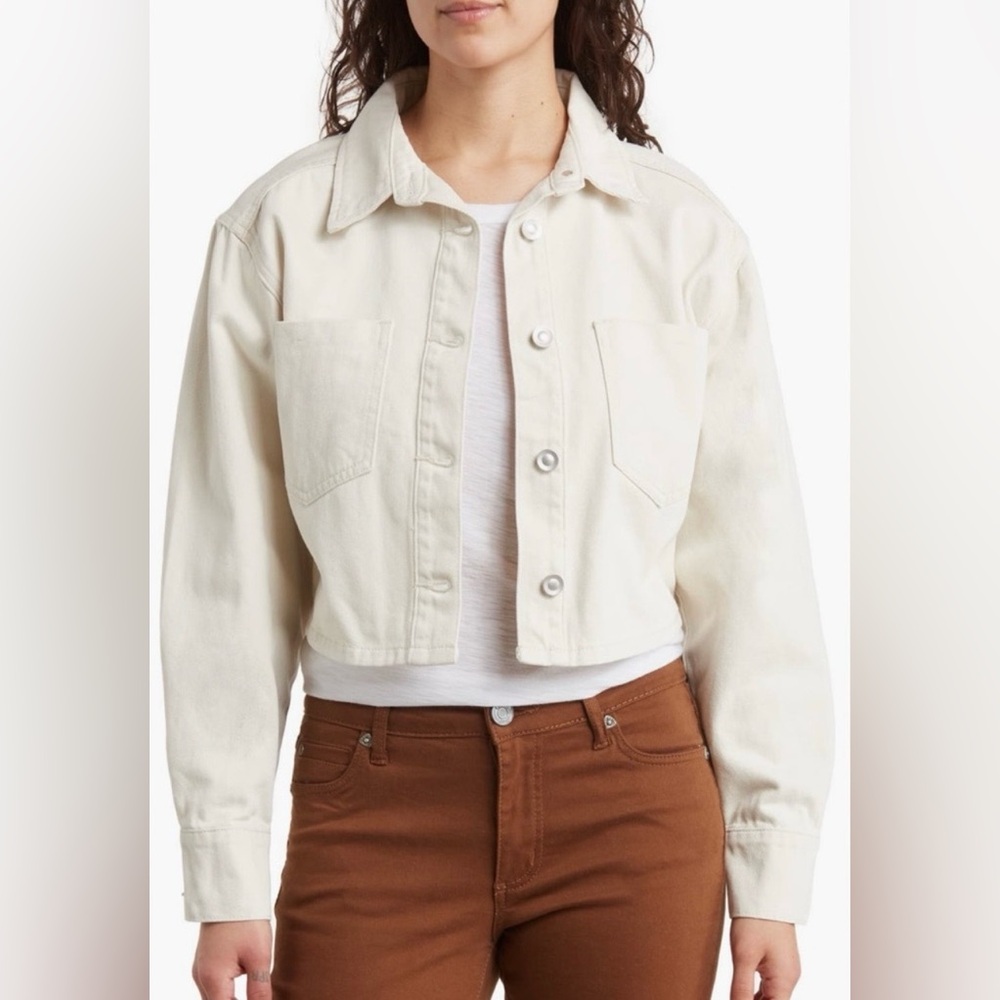DR2 Cream Cropped Button-Up Jacket